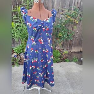 Collectif Blue Gnome Print Dress